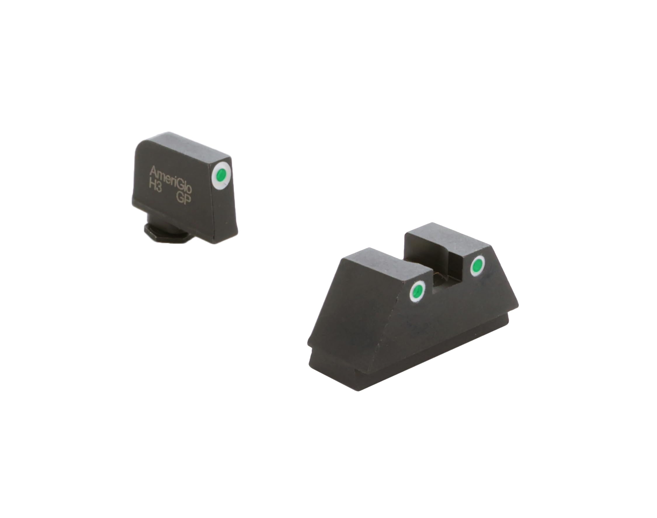 AMERIGLO Optic Compatible Sight Set for Glock - XL Tall Green Tritium 3 dot Sight Set White Outlines .315" F .394" R