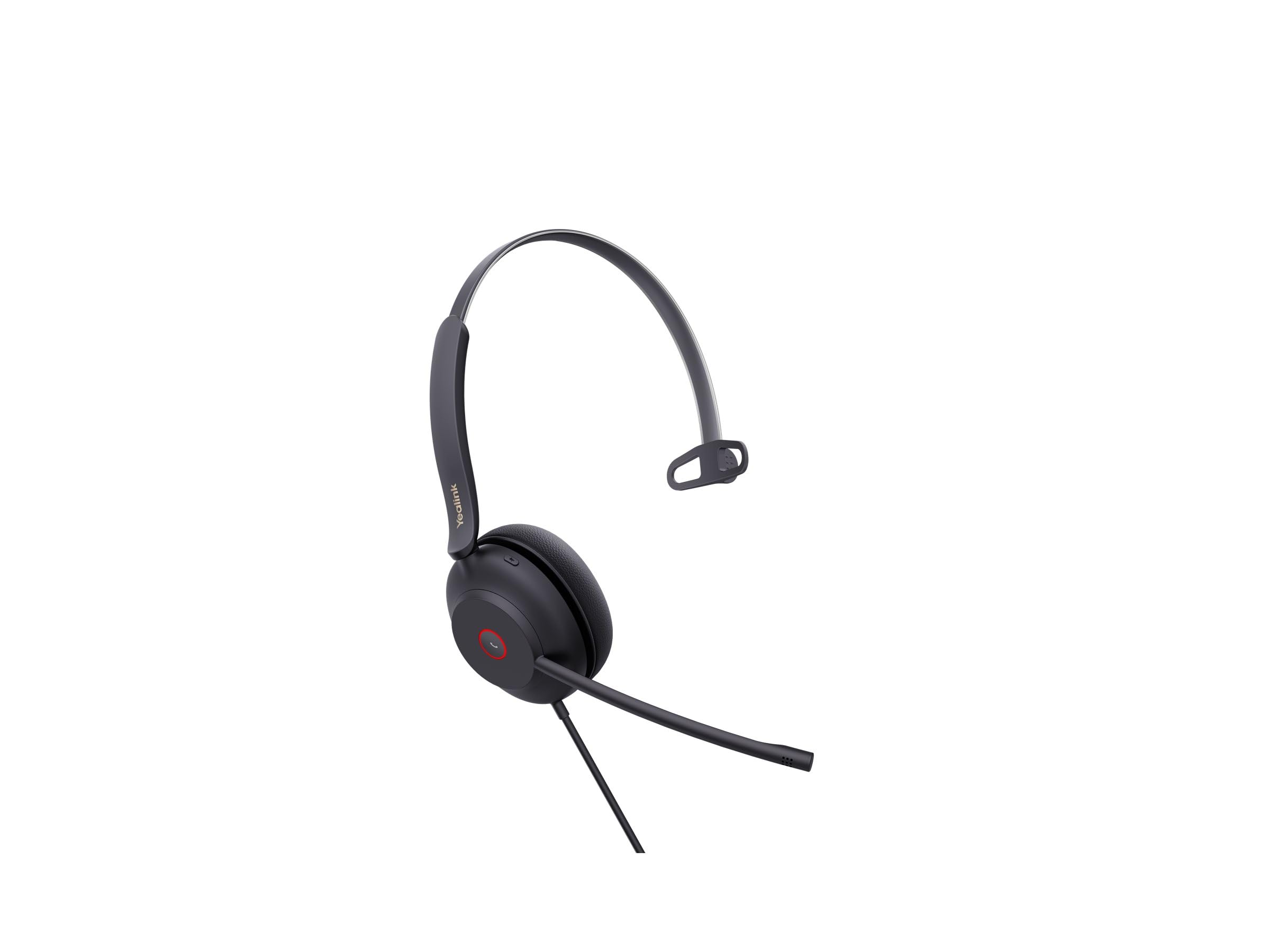 Yealink UH37 USB Mono Headset Noise Cancelling Wired Headset for PC Laptop Teams Certified USB A and USB-C Cable Works with Zoom and Other Leading UC Platforms