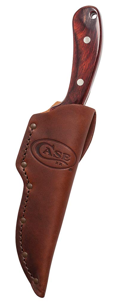 Case WR XX Pocket Knife Rosewood Ridgeback Wood Hunter W/Leather Sheath Item #398 - (Ridgeback Hunter) - Length Closed: 8 1/2 Overall Inches