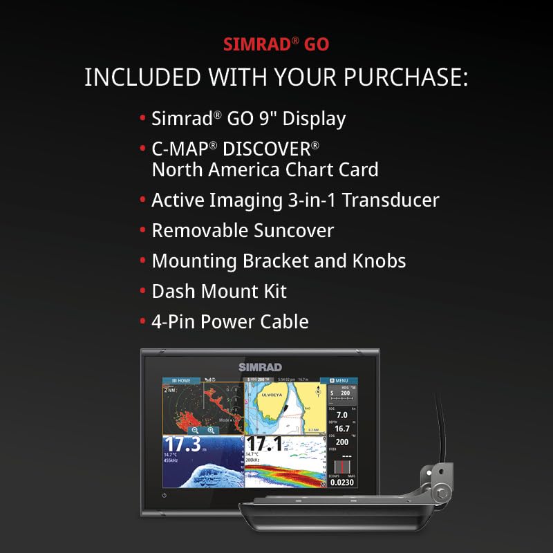 Simrad GO9 XSE - 9-inch Chartplotter with Active Imaging 3-in-1 Transducer, C-MAP Discover Chart Card