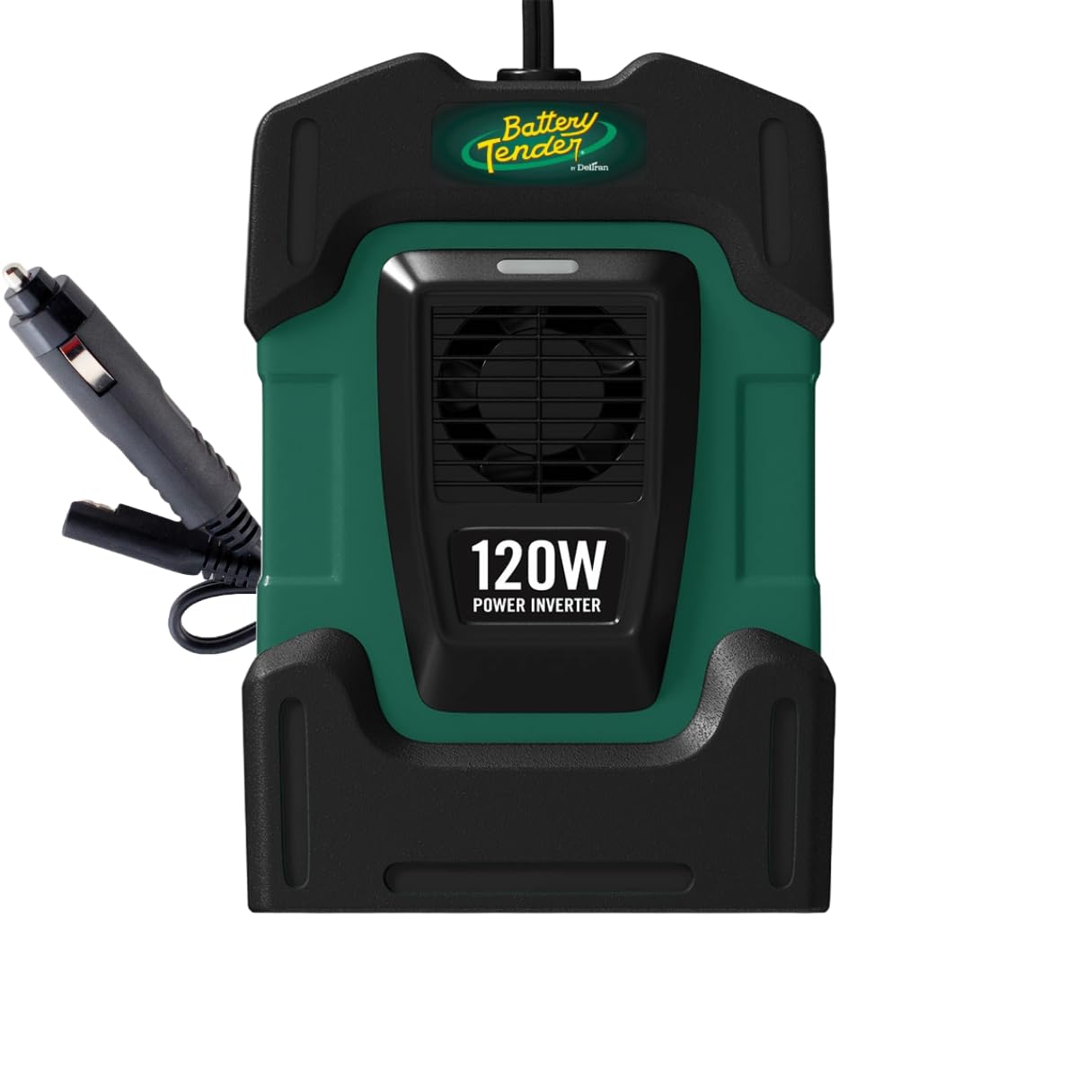 Battery Tender 120 Watt Power Inverter - 12 Volt DC to 115 Volt AC Car Inverter with 5 Volt Dual USB Car Adapter - Portable 120W Power for Camping, Lamps, Phones, and More - 026-0002-DL-WH