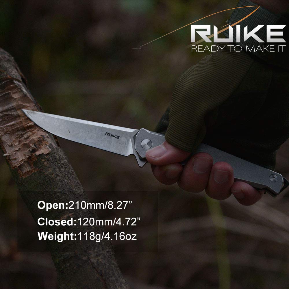 Ruike Tactical Pocket Knife for Men Folding Knife Frame Lock 14C28N Steel Camping Knives Small Hiking Work Utility Knife Blet Clip Women Gifts EDC Tool Gear P108-SF