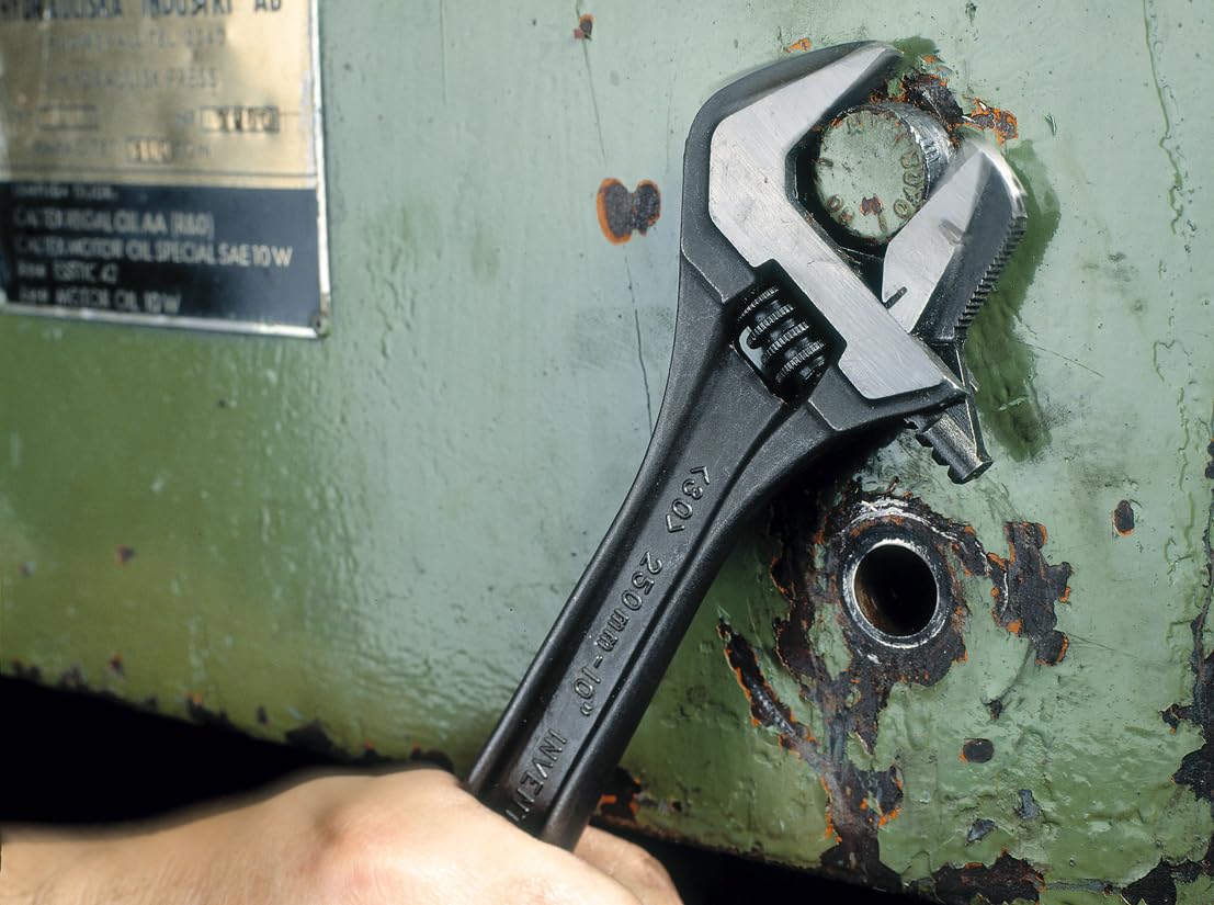 Bahco BAH8069RUS 4" SAE Adjustable Industrial Black Finish Wrench, Slim Tapered Jaws for Accessibility and Strength, Measurement Scale, and Precision Hardened, Anti-Corrosion Treated