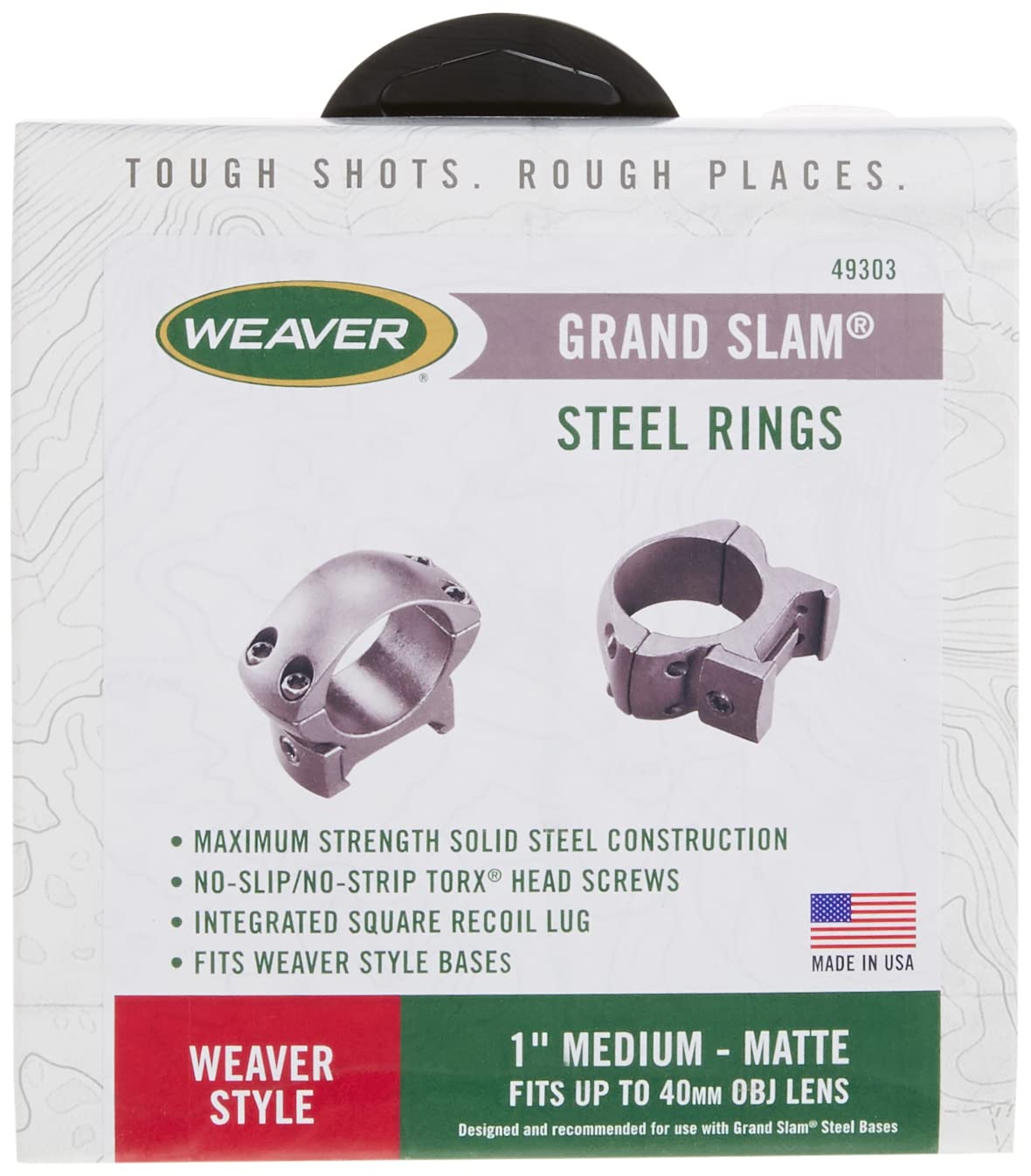 Weaver Grand Slam Steel 1-Inch Medium Top Mount Rings (Matte Black)
