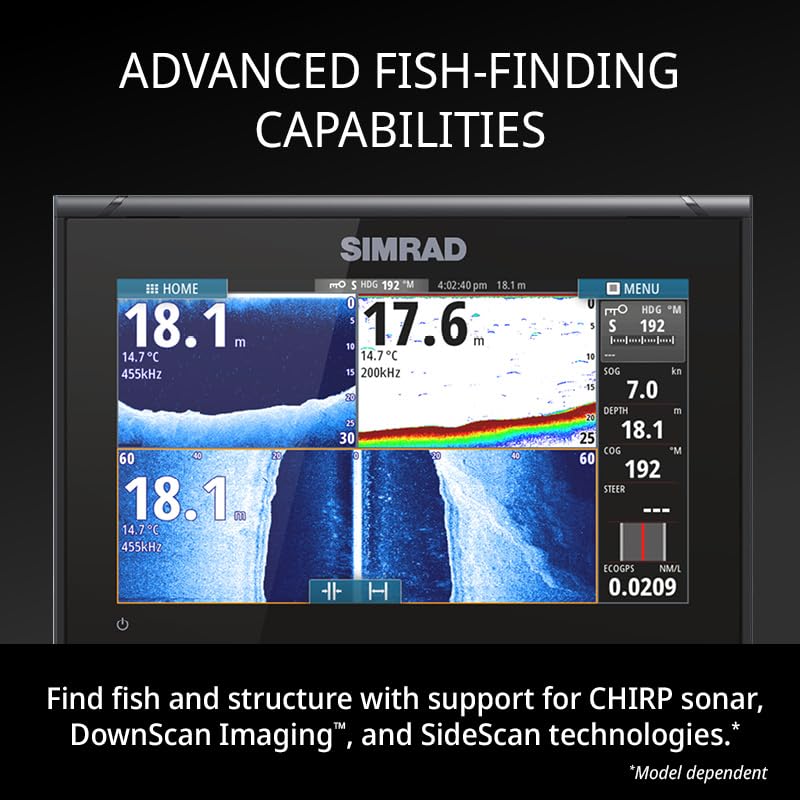 Simrad GO9 XSE Chartplotter and Fishfinder with 83/200 Transom Mount Transducer and C-MAP Discover Chart Card, 9 Inch Screen, Black, 000-16293-001