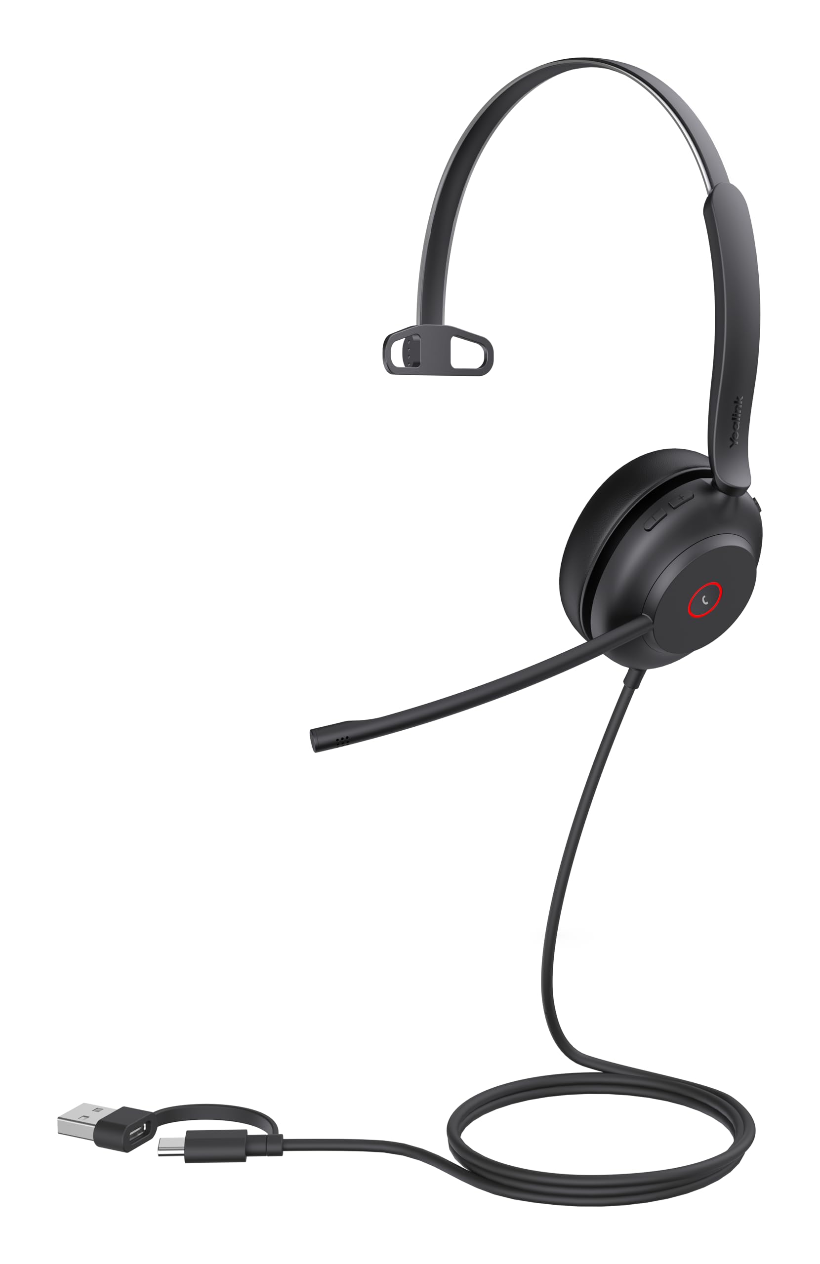Yealink UH37 USB Mono Headset Noise Cancelling Wired Headset for PC Laptop Teams Certified USB A and USB-C Cable Works with Zoom and Other Leading UC Platforms