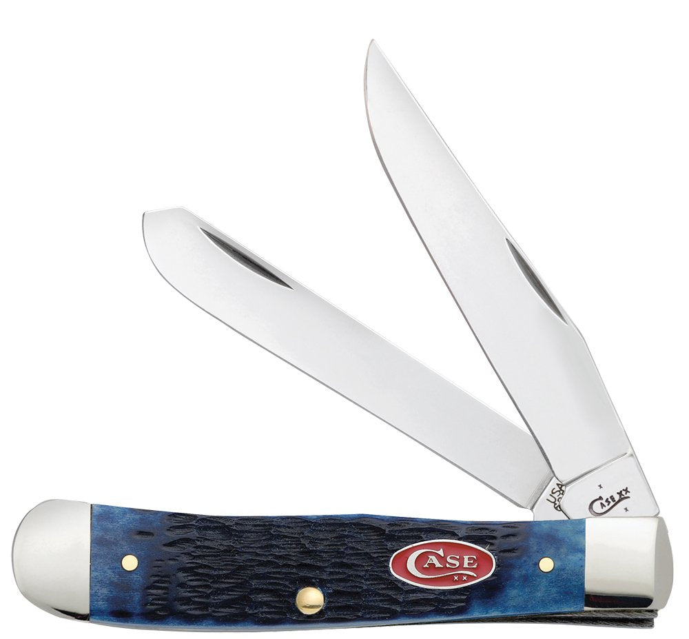 Case WR XX Pocket Knife Navy Blue Jigged Bone Trapper Item #7051 - (6254 SS) - Length Closed: 4 1/8 Inches