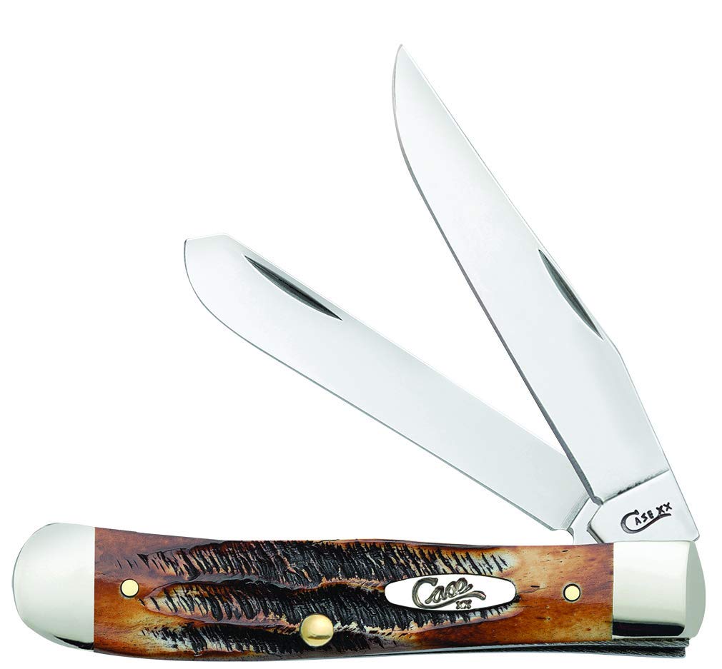 Case WR XX Pocket Knife Burnt 6.5 Bonestag Trapper Item #3573 - (6.5254 SS) - Length Closed: 4 1/8 Inches
