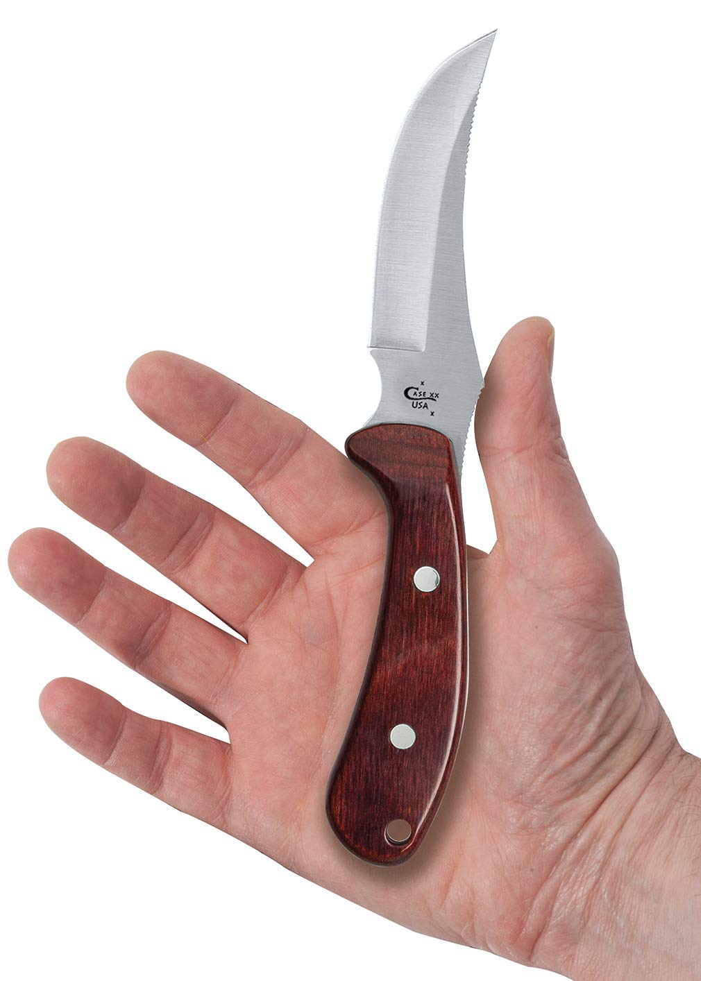 Case WR XX Pocket Knife Rosewood Ridgeback Wood Hunter W/Leather Sheath Item #398 - (Ridgeback Hunter) - Length Closed: 8 1/2 Overall Inches