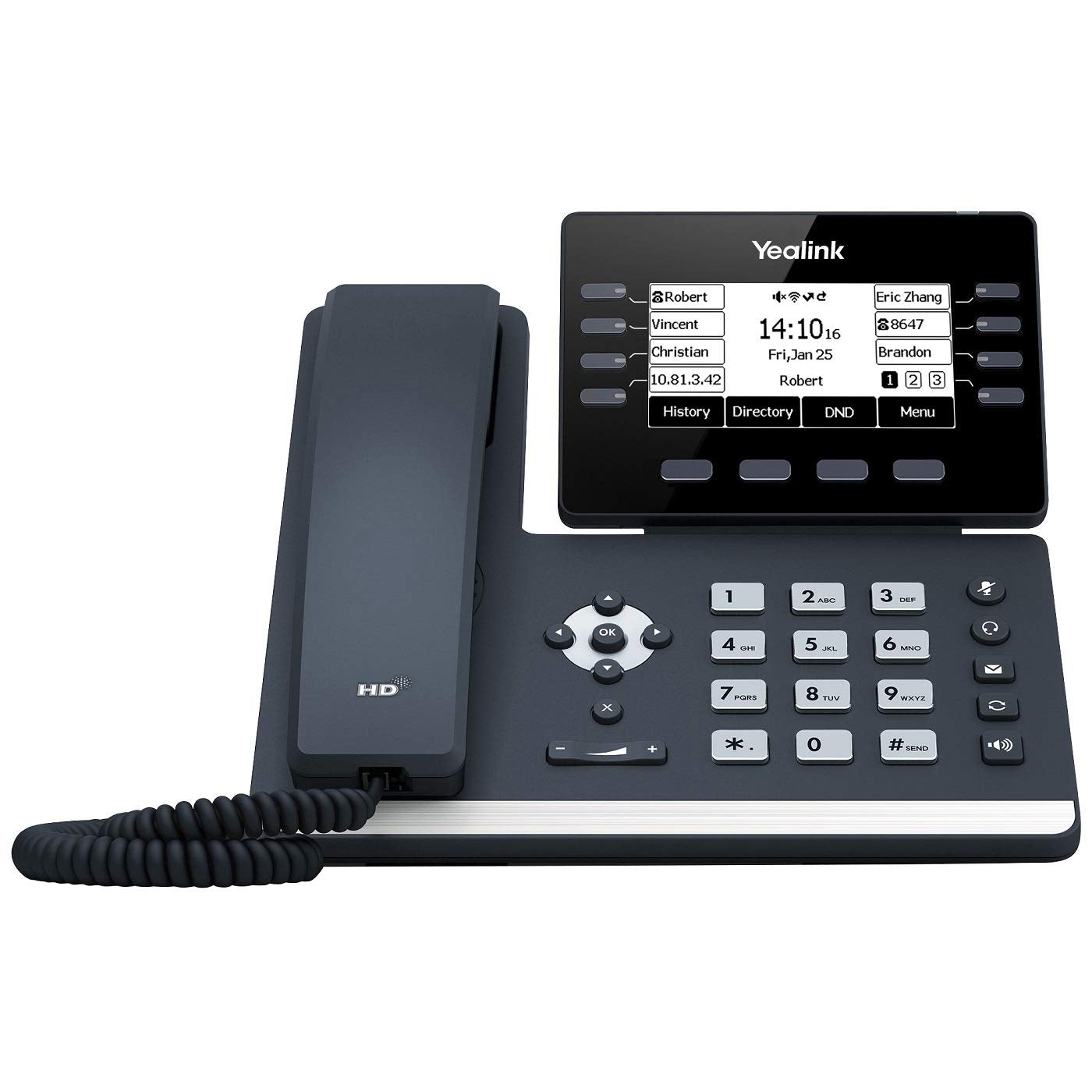 Yealink T53 IP Phone, 12 VoIP Accounts. 3.7-Inch Graphical Display. USB 2.0, Dual-Port Gigabit Ethernet, 802.3af PoE, Power Adapter Not Included (SIP-T53)