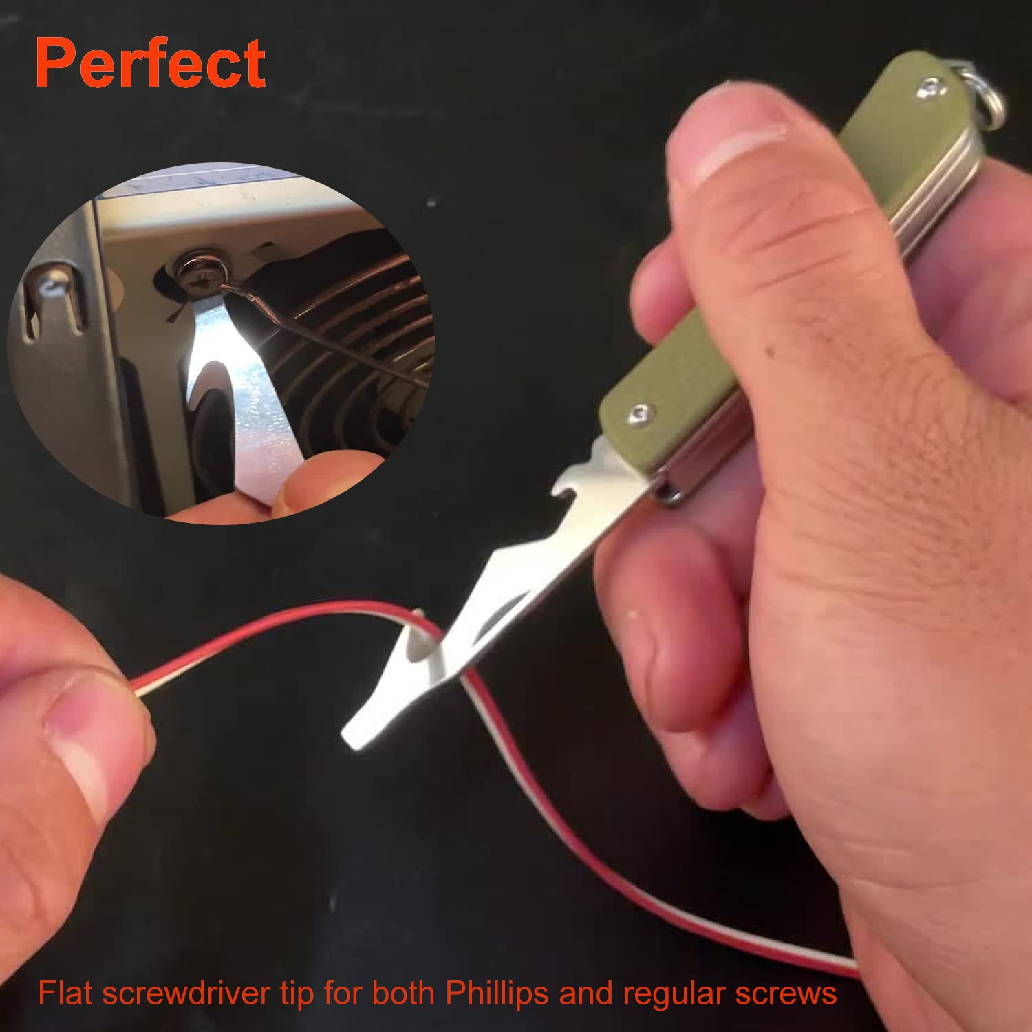 Ruike Small Keychain Knife for Men,Women Gifts,5 in1 Multitool, 12C27 Steel,Mini EDC Tactical Folding Pocket Knives Camping Key Tool,Multifunction,Scissors,Screwdriver,Bottle Opener,Cute Outdoor Gear