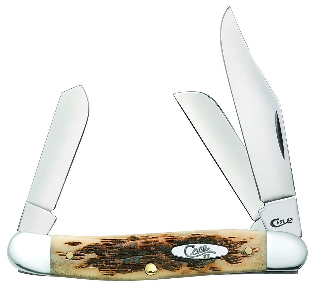 Case XX WR Folding Pocket Knife 3 Blade Stockman 3 7/8 Inches Closed (Amber Bone)