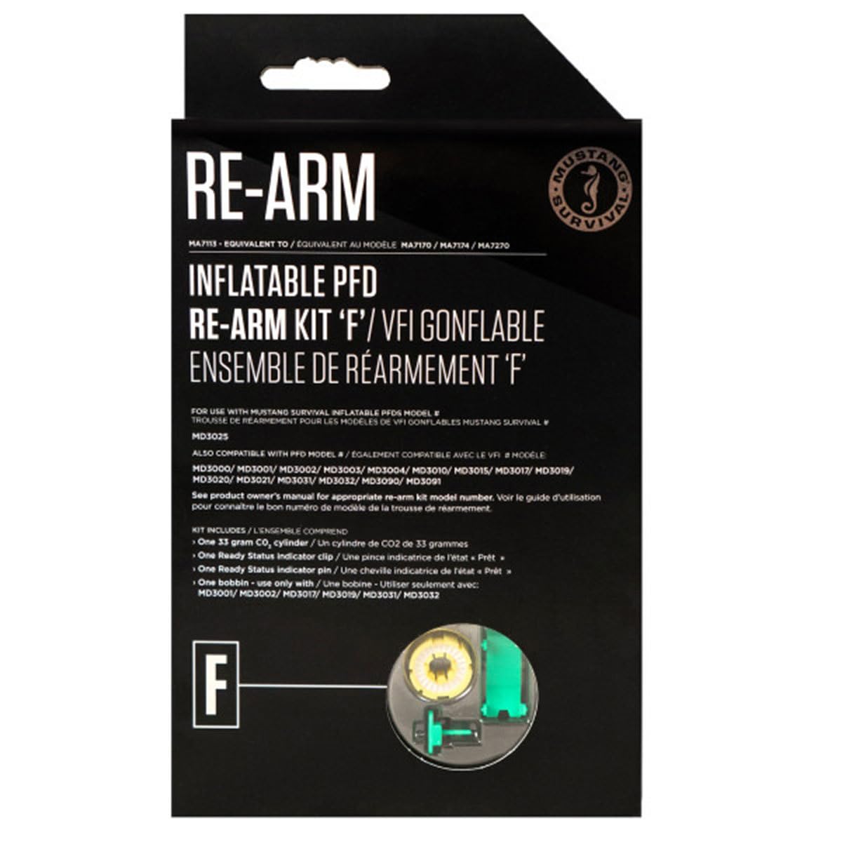 MUSTANG SURVIVAL Re-Arm Kit F, 33G Auto/Manual, (No Bayonet)