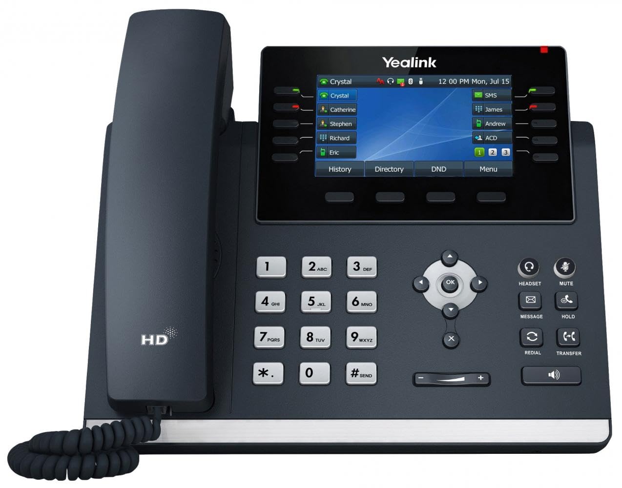 Yealink T46U IP Phone, 16 VoIP Accounts. 4.3-Inch Color Display. Dual USB 2.0, Dual-Port Gigabit Ethernet, 802.3af PoE, Power Adapter Not Included (SIP-T46U)