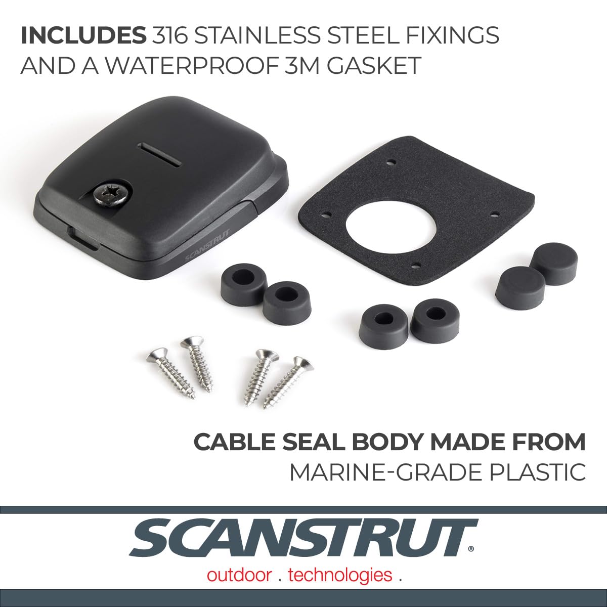 Scanstrut DS-HD6-BLK Horizontal Double Cable Seal – Black