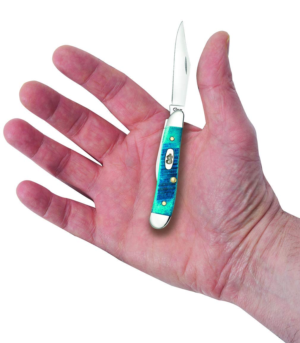 Case WR XX Pocket Knife Peanut Caribbean Blue Jig Bone Item #25596 - (6220 SS) - Length Closed: 2 7/8 Inches