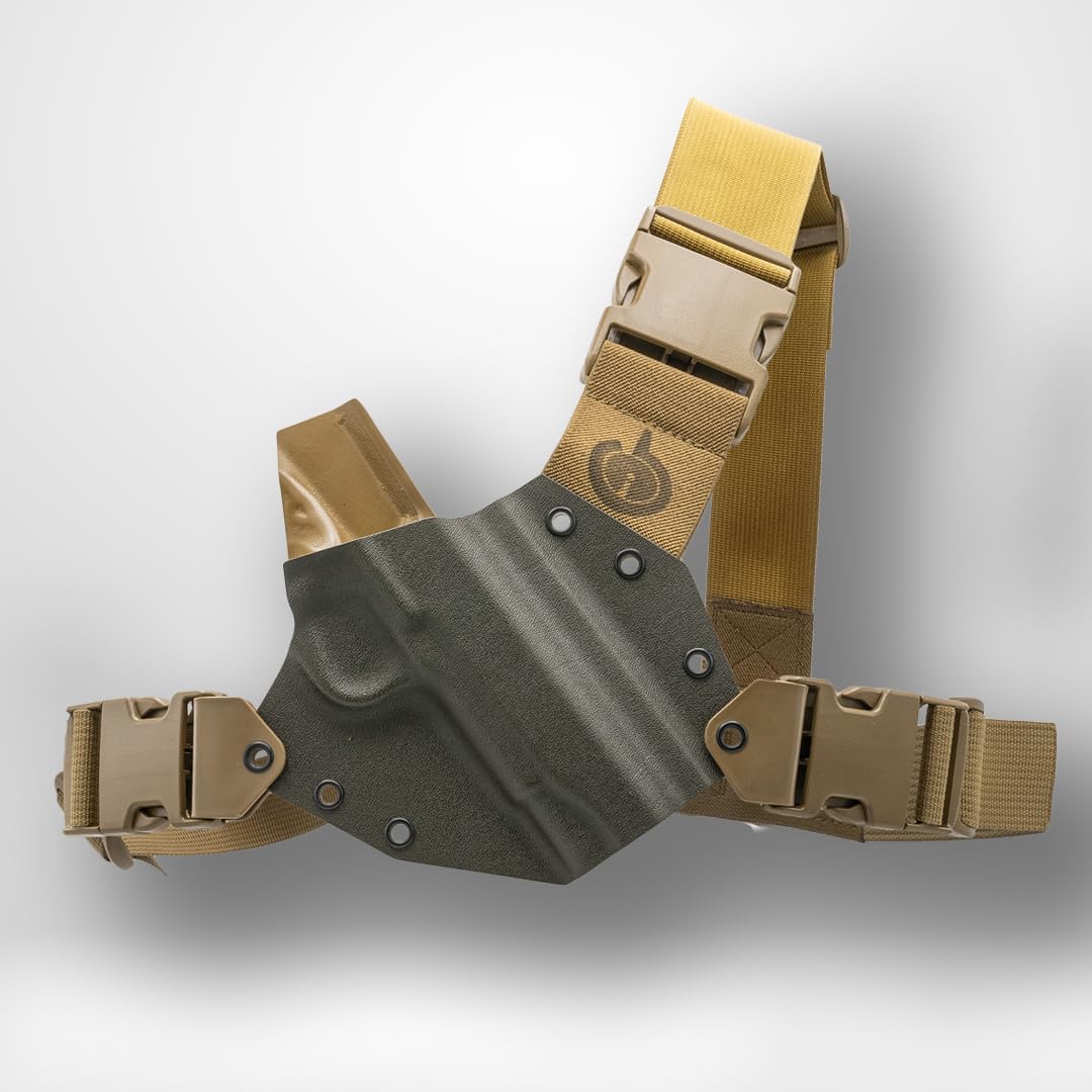 Kenai Chest Holster for a 1911 Government W/O Rail, Right Hand, Mas Grey-Coyote, Open End