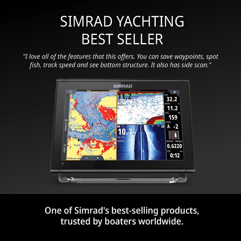Simrad GO9 XSE Chartplotter and Fishfinder with 83/200 Transom Mount Transducer and C-MAP Discover Chart Card, 9 Inch Screen, Black, 000-16293-001