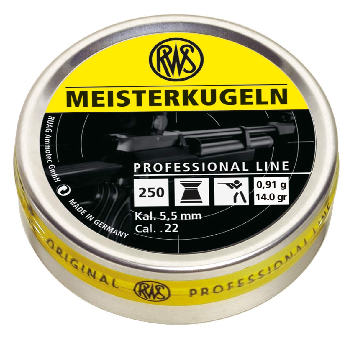 RWS Meisterkugeln Pro Line Air Rifle Pellet Gun Pellets, .22 Cal, 250 Ct