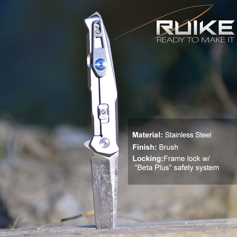 Ruike Tactical Pocket Knife for Men Folding Knife Frame Lock 14C28N Steel Camping Knives Small Hiking Work Utility Knife Blet Clip Women Gifts EDC Tool Gear P108-SF