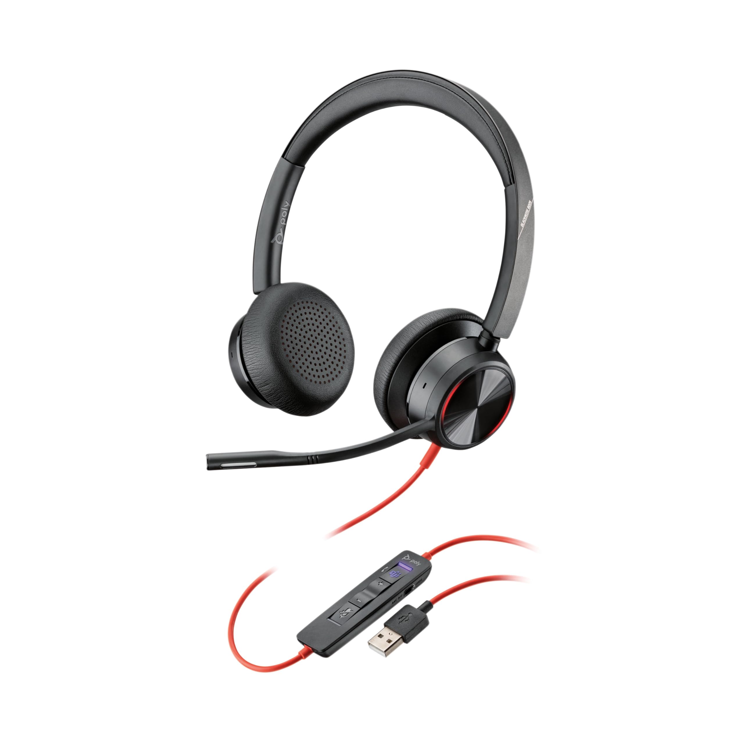 Plantronics Poly - Blackwire 8225 Wired Headset with Boom Mic Dual-Ear (Stereo) Computer Headset - USB-A to Connect to Your PC/Mac - Active Noise Canceling-Works with Teams (Certified), Zoom &More