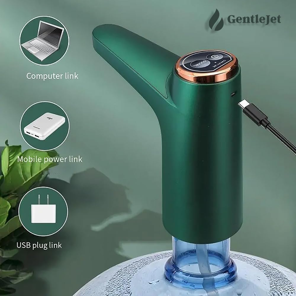 Electric Rechargeable Portable Drinking Water Dispenser for 5 Gallon Bottle, 600ml Quantitative Water Pump, USB Charging Water Bottle Pump for 2, 3, 4, 5 Gallon Water Jug (Green)