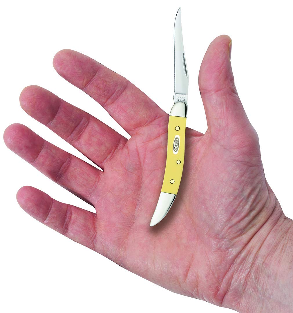 Case WR XX Pocket Knife Yellow Synthetic SS - Small Texas Toothpick Item #81095 - (310096 SS) - Length Closed: 3 Inches
