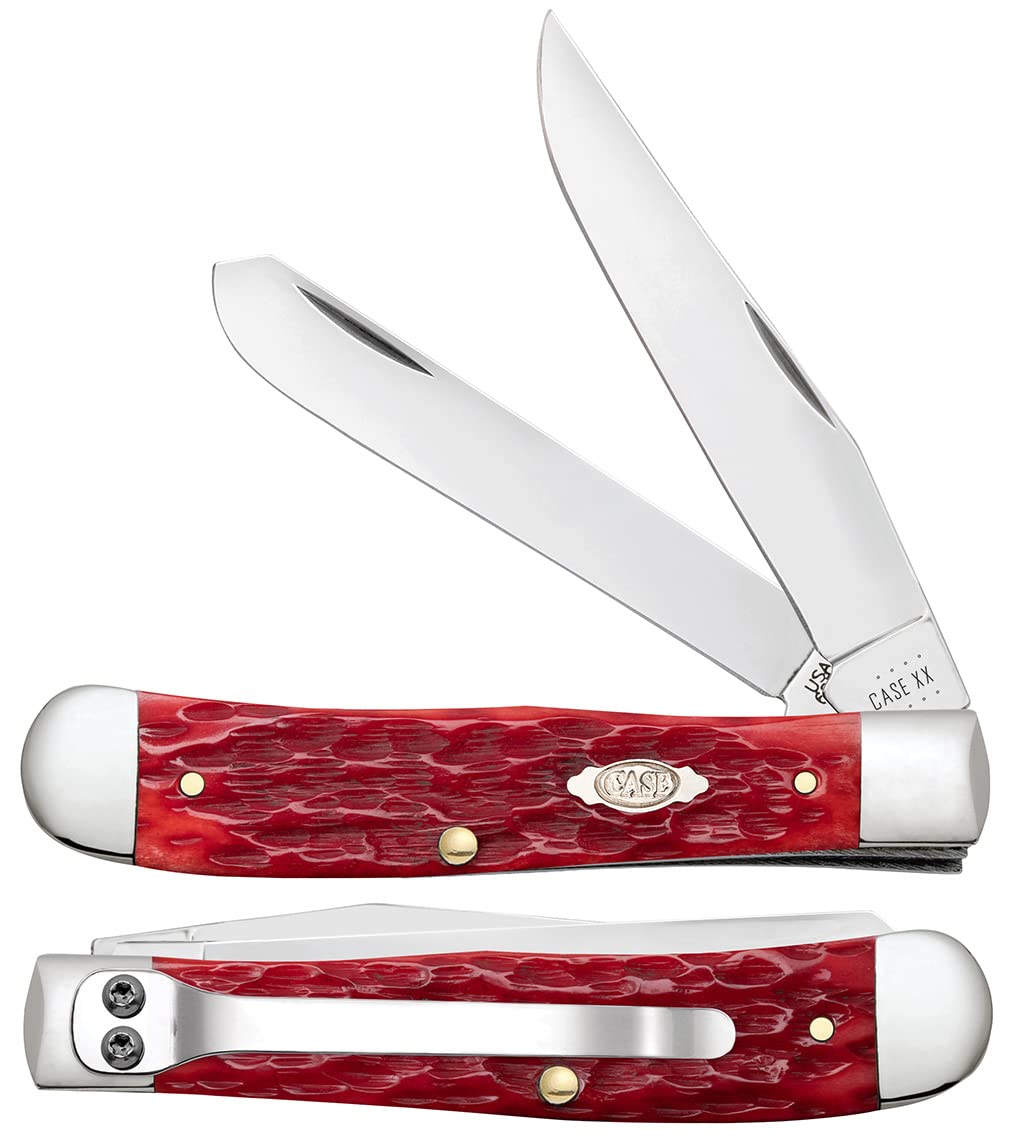 Case Dark Red Bone CS - Peach Seed Jig Trapper (6254C CS) w/Pocket Clip
