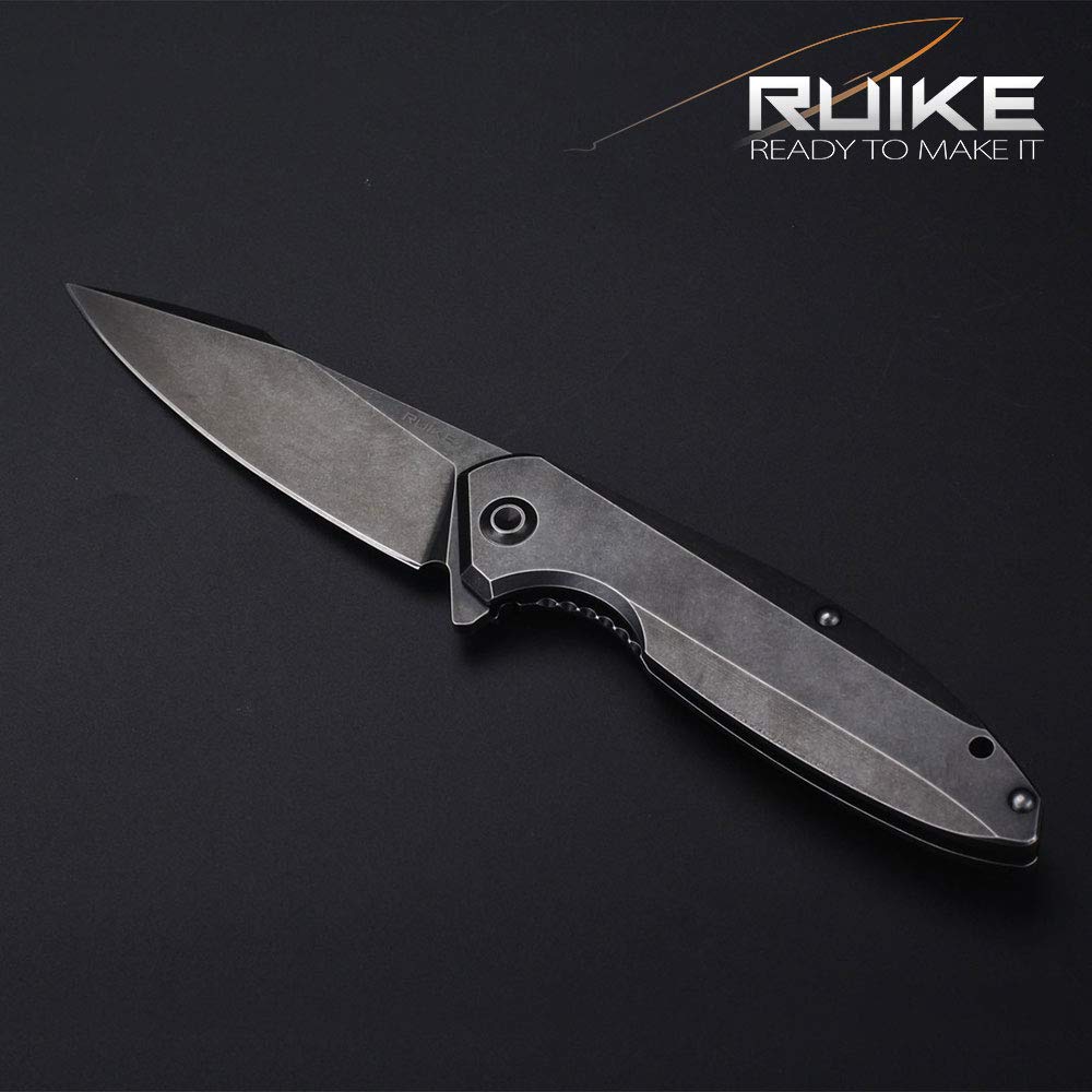 Ruike Tactical Folding Knife Small Pocket Knife with Clip EDC Camping Fishing hiking Knives Frame Lock 14C28N Steel Black Outdoor Indoor Work Utility Knife Tool Men Women Blet P128-SB