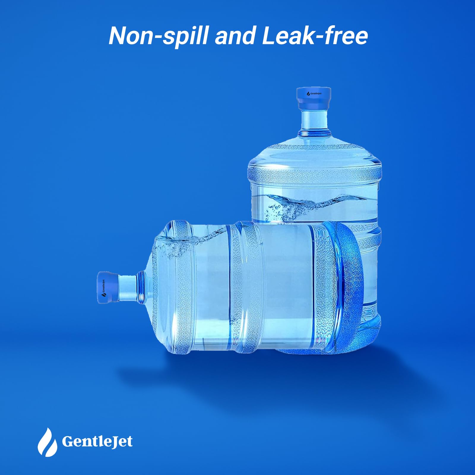 GentleJet 5 Gallon Water Jug Cap Reusable - Silicone Non-Spill 2, 3, 4, 5 Gallon Water Bottle Caps - Leak-Proof Replacement Lids, Fits 55 mm Bottles, Food Grade Silicone Jug Cap (Pack of 5)