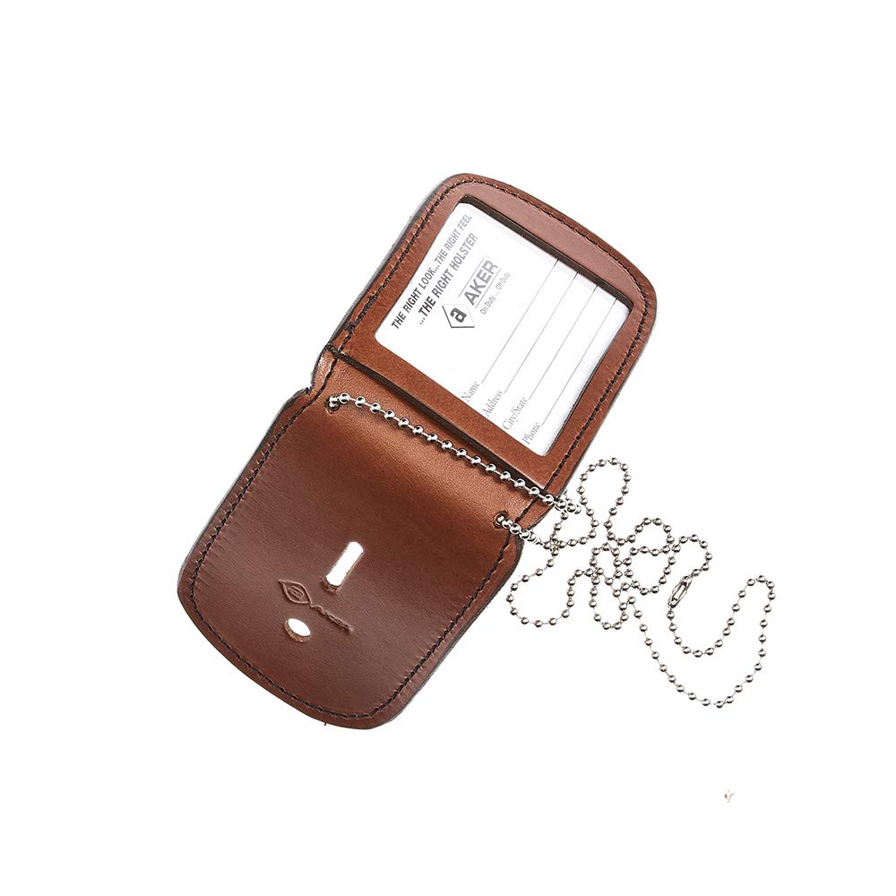 Aker Leather Products Neck Badge Holder Aker Leather 597 Neck Badge & ID Holder, Tan, Plain, Black