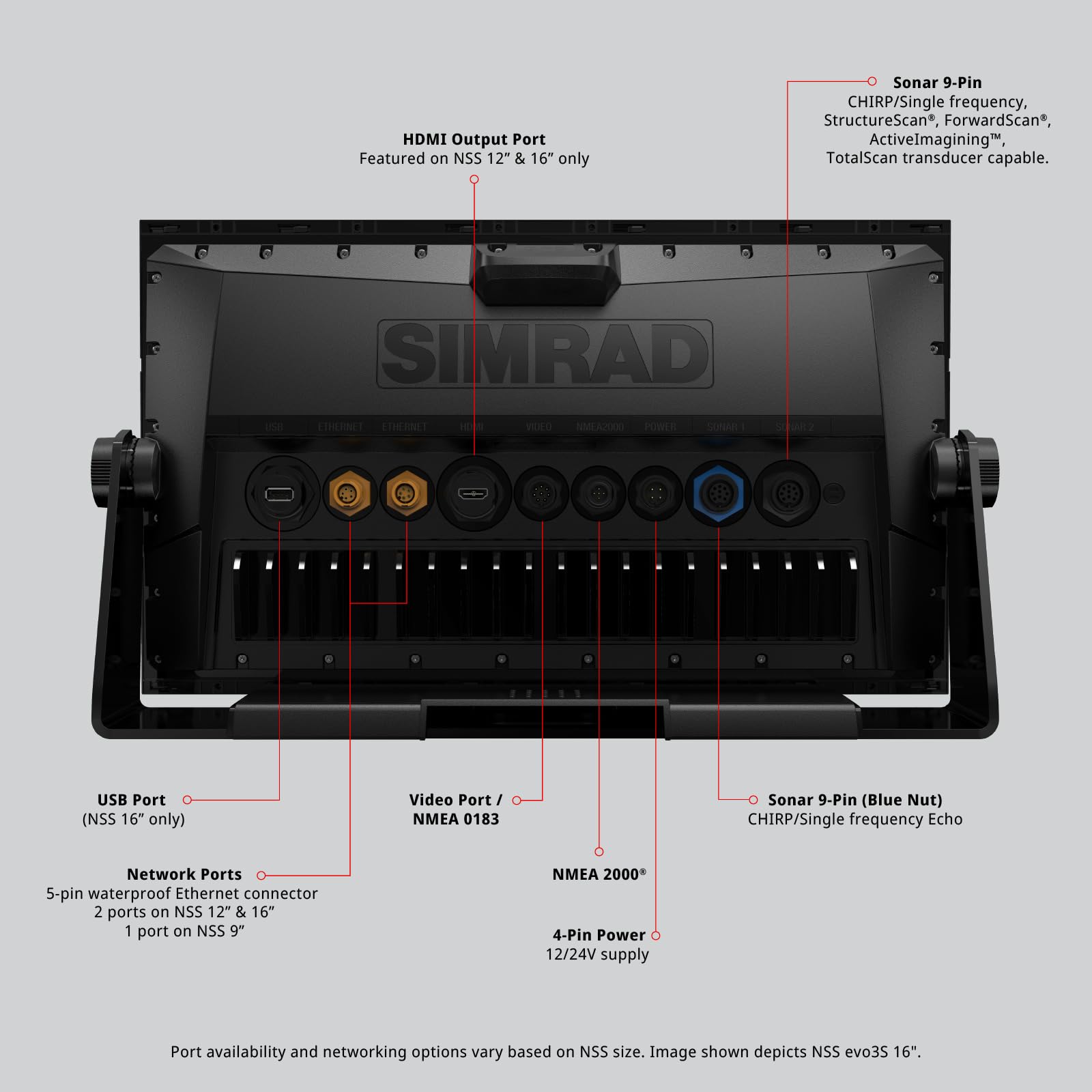 Simrad NSS12 Evo3S Chartplotter and Fishfinder with Preloaded C-MAP US Enhanced Charts, 12 Inch Display, Black, 000-15403-002