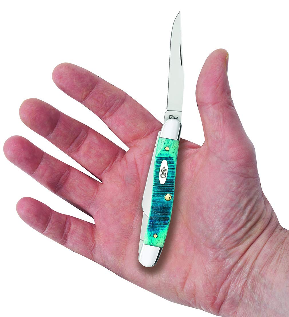 Case WR XX Pocket Knife Medium Stockman Caribbean Blue Jig Bone Item #25597 - (6318 SS) - Length Closed: 3 5/8 Inches
