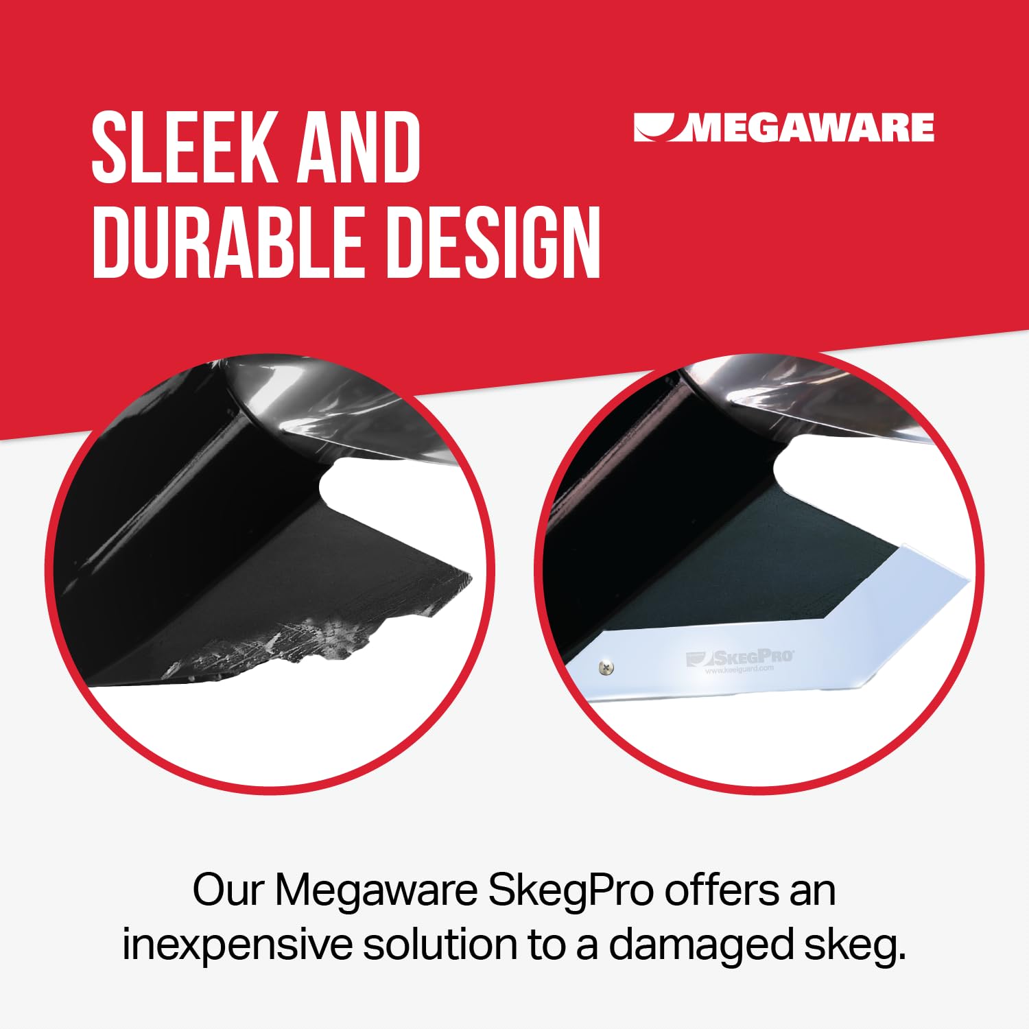 MEGAWARE KEELGUARD 655 SKEGPRO - Fits Some Mercruiser, Mercury, Suzuki, and Yamaha Boat Motors (See Listing) Stainless Steel Skeg Protector Guard Against Damage from Ramp Dragging, Rocks, Debris