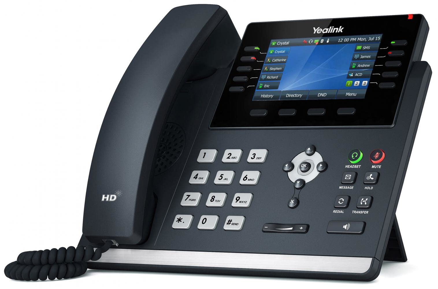 Yealink T46U IP Phone, 16 VoIP Accounts. 4.3-Inch Color Display. Dual USB 2.0, Dual-Port Gigabit Ethernet, 802.3af PoE, Power Adapter Not Included (SIP-T46U)