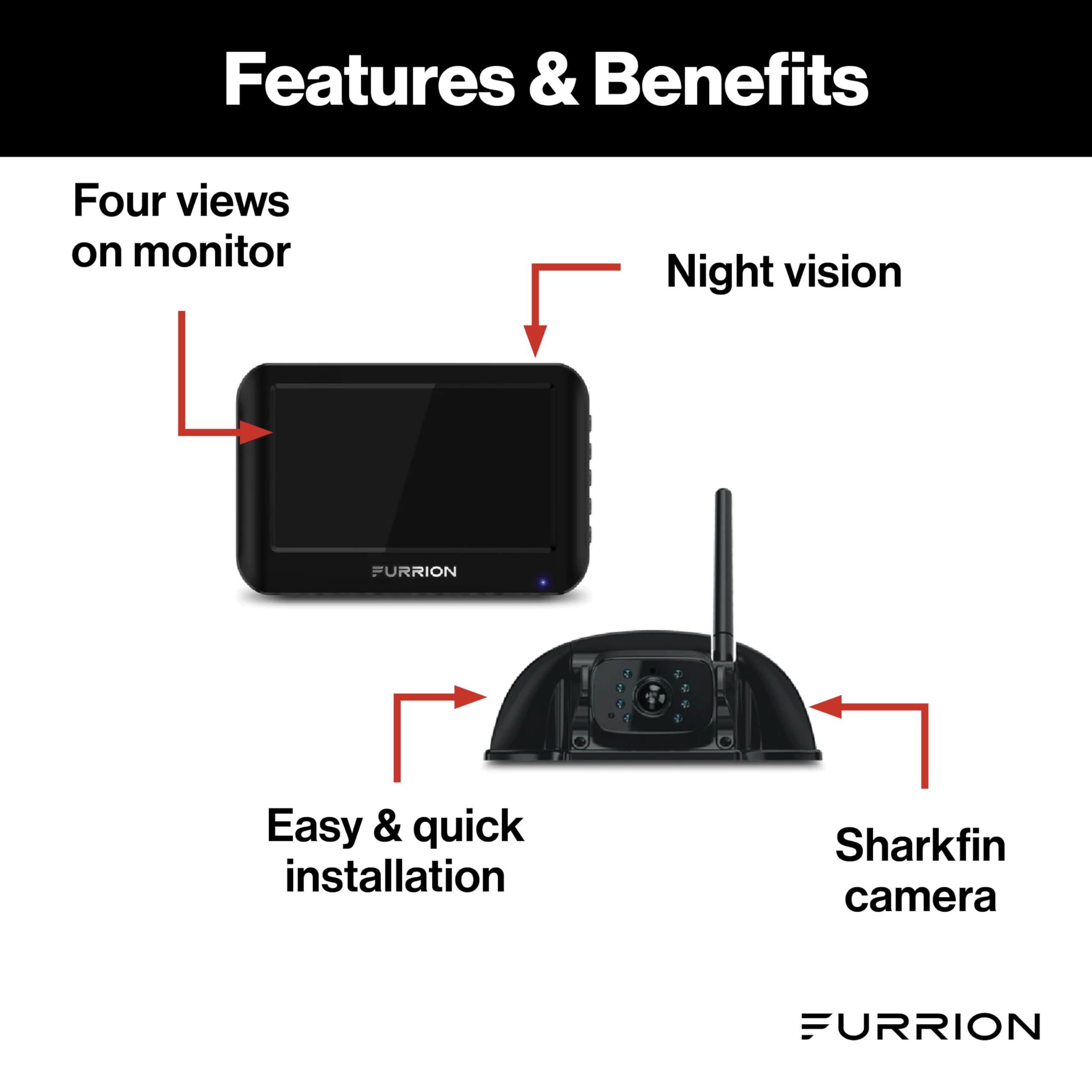Furrion Vision S Wireless RV Backup Camera System, 4.3" Monitor, FOS43TASF
