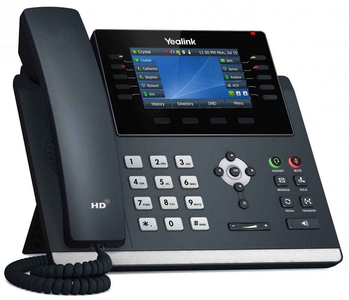 Yealink T46U IP Phone, 16 VoIP Accounts. 4.3-Inch Color Display. Dual USB 2.0, Dual-Port Gigabit Ethernet, 802.3af PoE, Power Adapter Not Included (SIP-T46U)