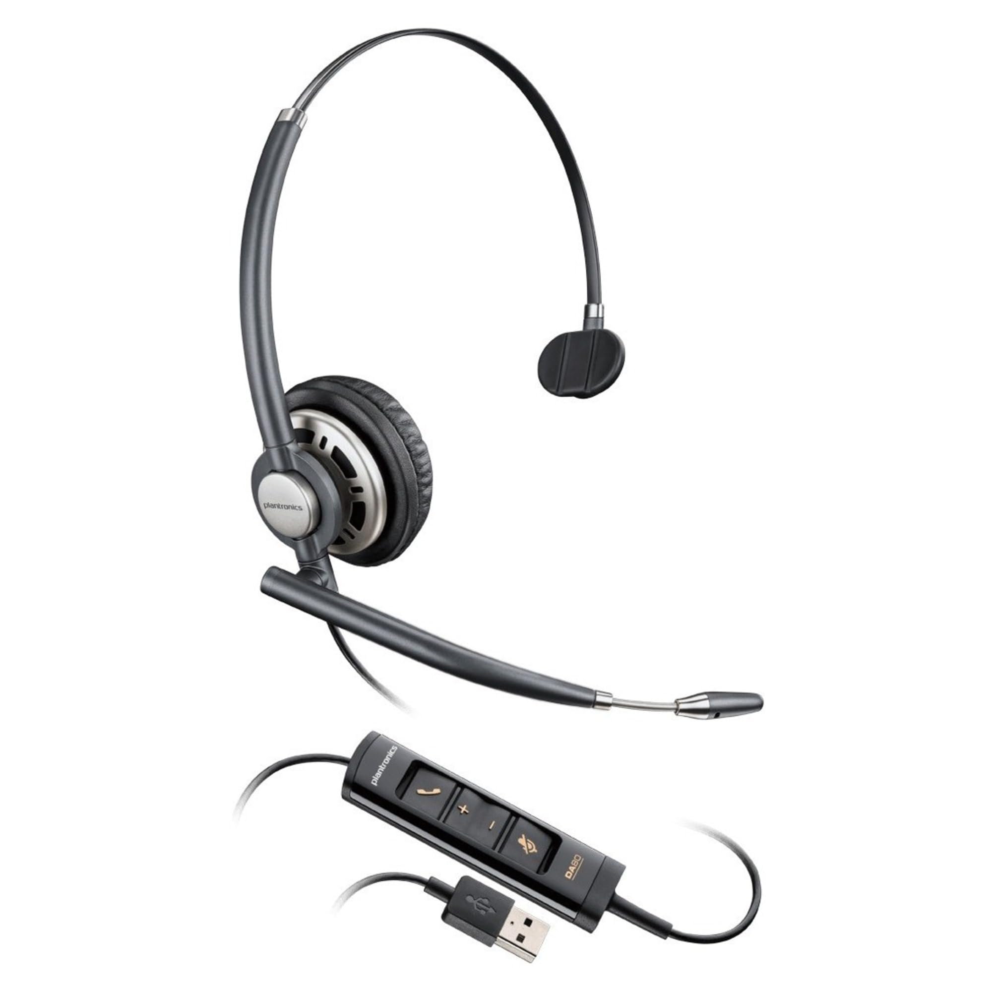 HP Poly EncorePro 715 USB-A Monaural Headset TAA - Wired - Mono - USB Type A - on-Ear, Over-the-Head - Supra-Aural - 7.15 ft Cable - Omni-Directional, Noise Cancelling Microphone