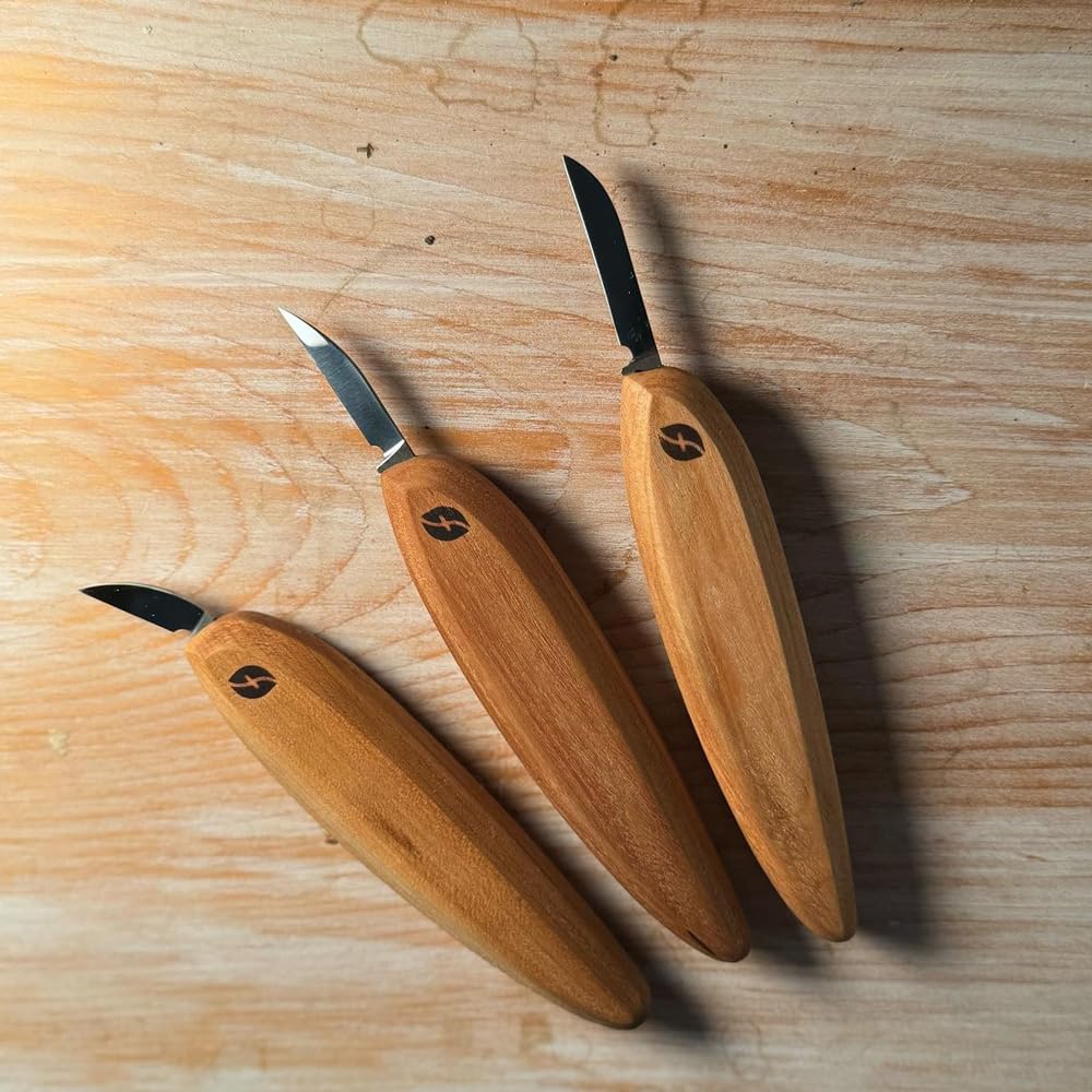 FLEXCUT Pro Series Wood Carving Tools, 3-Pack Kit with 1" Chip, 1-3/8" Detail, 1-5/8" Carving, Ergonomic Knife Handles (FP200)