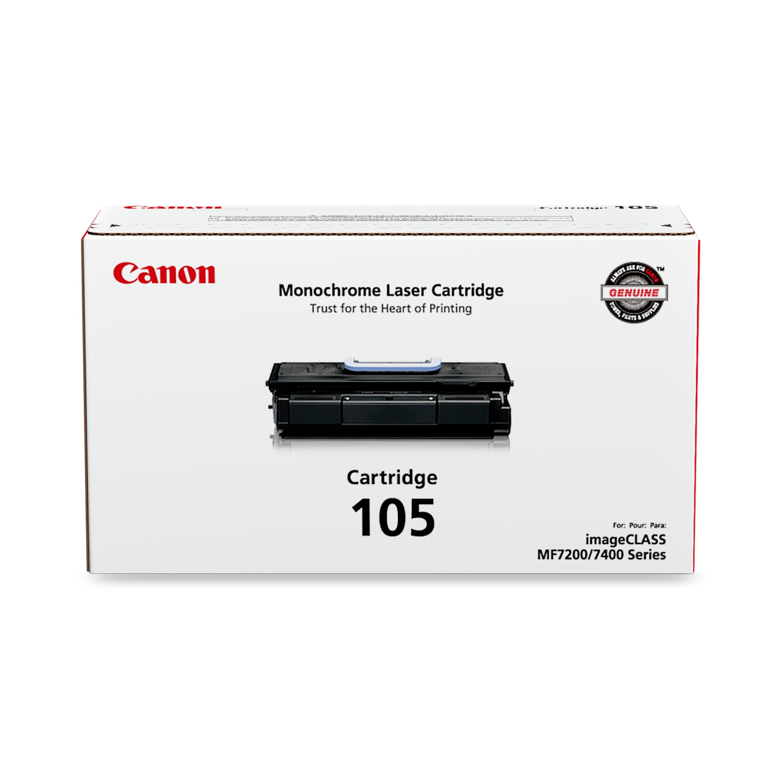 Canon Genuine Toner, Cartridge 105 Black (0265B001), 1 Pack, for Canon imageCLASS MF7280, MF7460, MF7470, MF7480 Laser Printer