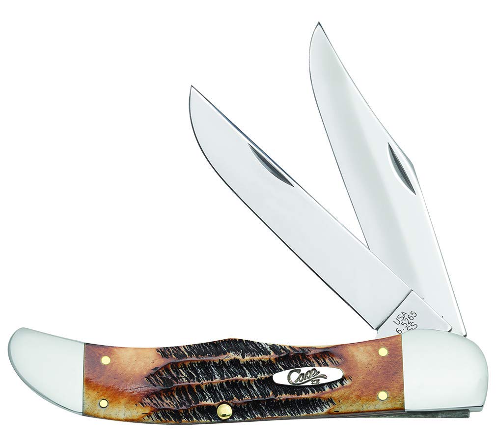 Case WR XX Pocket Knife Burnt 6.5 Bonestag Folding Hunter W/Sheath Item #3574 - (6.5265 SS) - Length Closed: 5 1/4 Inches