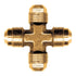Fairview 52-6 4-End Cross, 3/8 in Nominal, 45 deg SAE Male Flare Tube End Style, Brass, Import