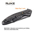 Ruike Tactical Folding Knife Small Pocket Knife with Clip EDC Camping Fishing hiking Knives Frame Lock 14C28N Steel Black Outdoor Indoor Work Utility Knife Tool Men Women Blet P128-SB