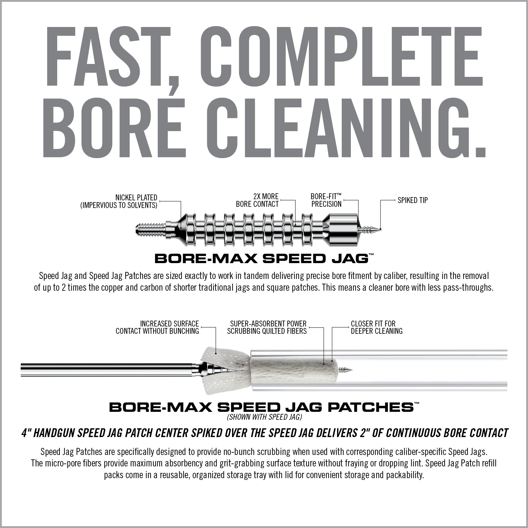 Real Avid Bore-Max Speed Jag and Patches, Bore Cleaning Jag Gun Patch Holder and Gun Cleaning Supplies Patches, Rifle Jag Pistol Jag and Patches Set (.40cal Handgun)