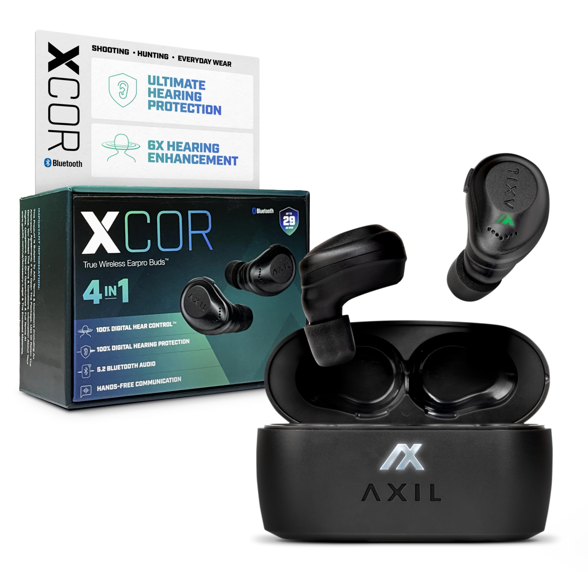 AXIL XCOR PRO Wireless Bluetooth Earbuds, HearPRO Enhancement