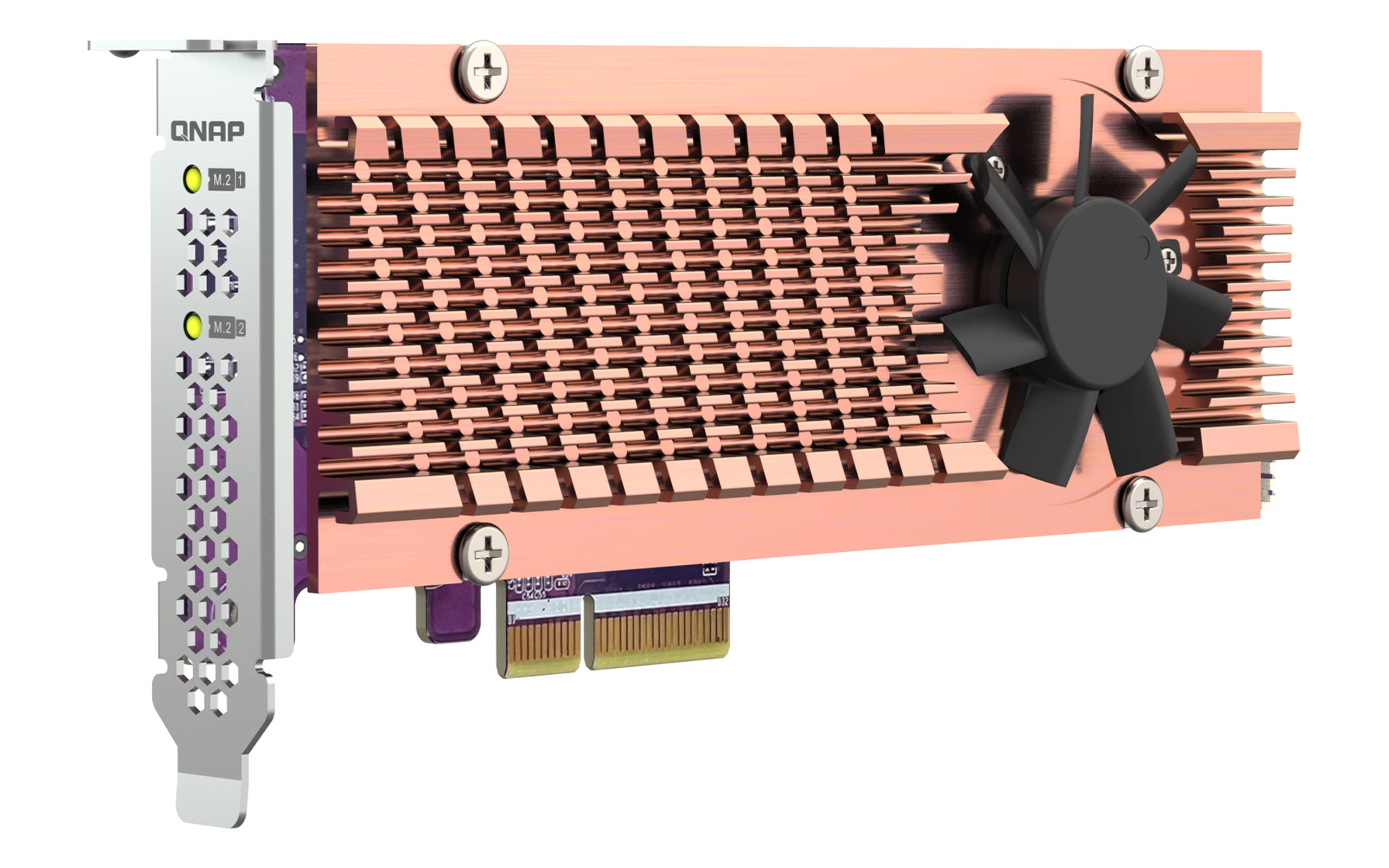 QNAP QM2-2P-344A Dual M.2 PCIe SSD Expansion Card, Supports up to Two M.2 2280/22110 Form Factor M.2 PCIe (Gen3 x4) SSDs, PCIe Gen3 x4 Host Interface, Low-Profile Bracket pre-Loaded, 2 x SSD