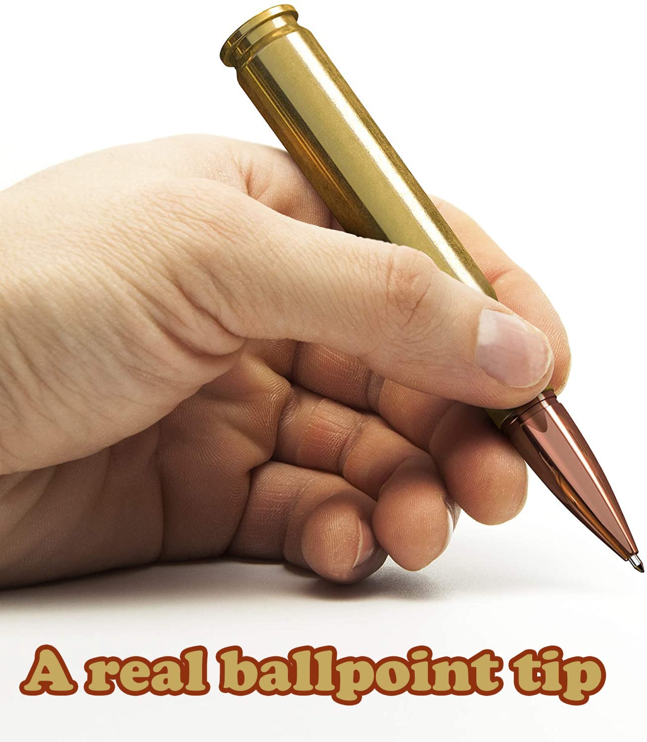 Caliber Gourmet 50 Caliber Bullet Twist Tactical Pen, Gold Plated, Realistic Refillable 50 Cal Bullet Pen for Hunters, Military, & Outdoor Enthusiasts, Ideal Gift for Father's Day, Birthday, Christmas
