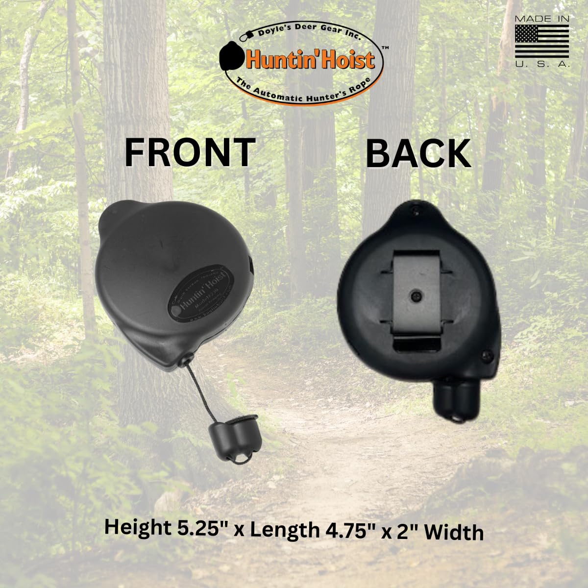 Doyles Deer Gear Huntin Hoist | Retractable Bow Hoist for Deer Hunting | Ascending Accessory for Saddle hunting and Elevated Tree Stands and Deer Blinds | 30 Feet of Retracting Braided Rope