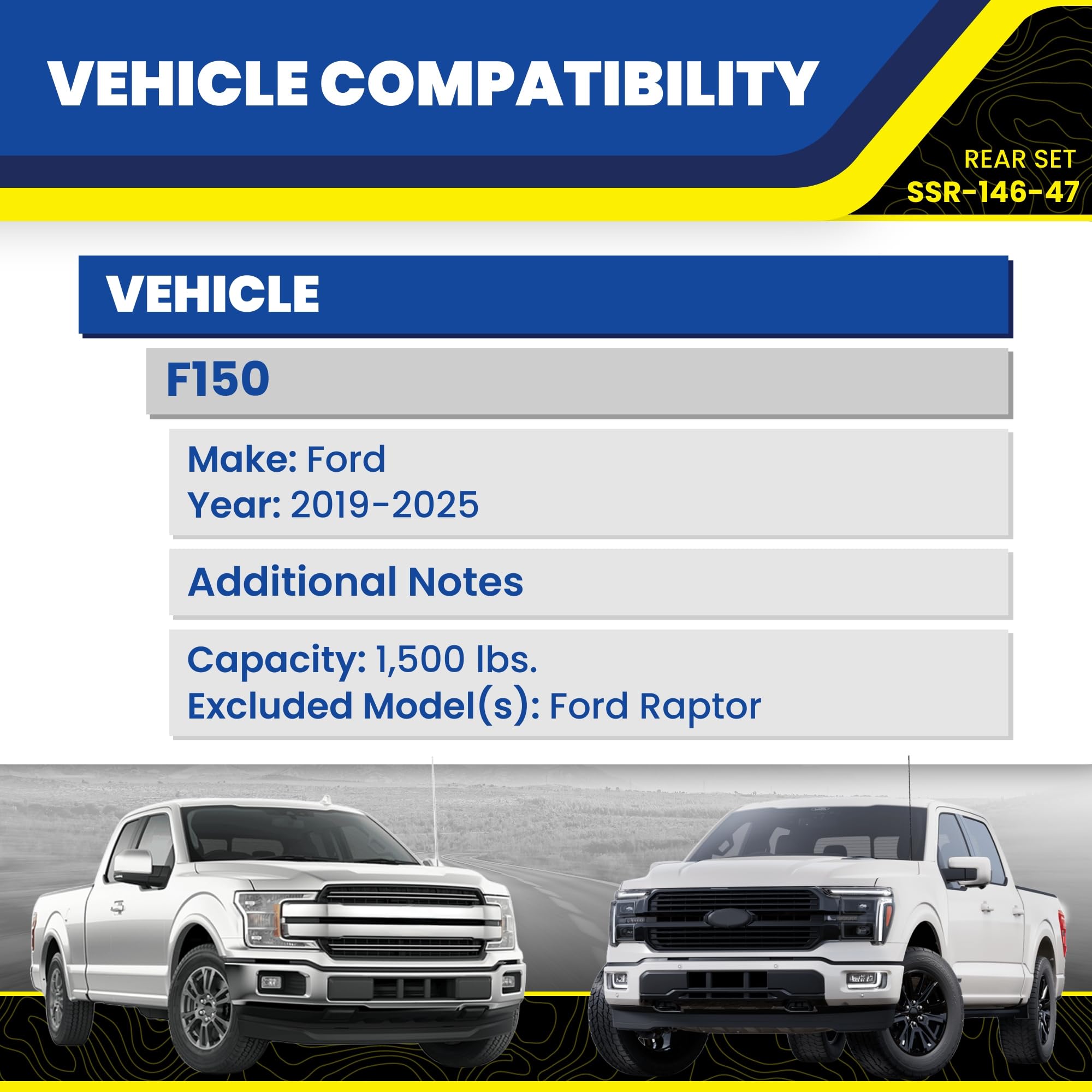 SuperSprings Set of Rear SumoSprings fits 2019-2025 F150 (excluding Raptor models) | 1500 lb Capacity at 50% Compression | Simple Installation
