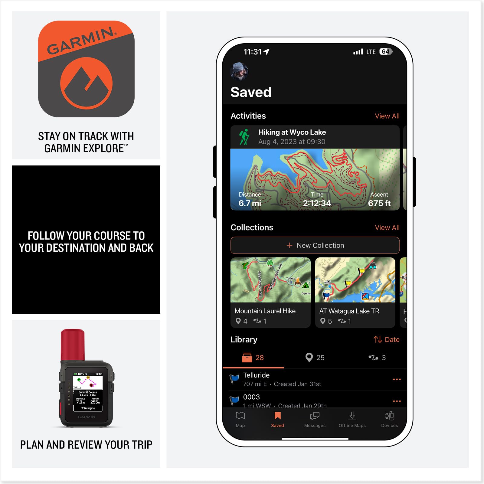 Garmin inReach Mini 3 Plus, Rugged Global Satellite Communicator with Touchscreen Texting, Photo & Voice Messaging, Emergency SOS Messages & Battery Up to 350 Hours with 10-min inReach Tracking